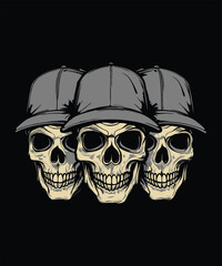 Skull head vector graphic t-shirt design print