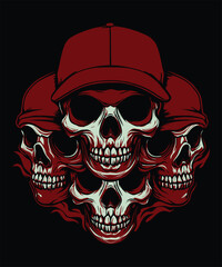 Skull head vector graphic t-shirt design print