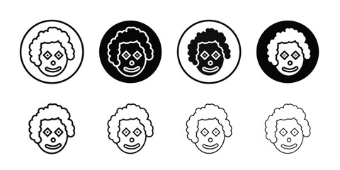 Clown head icon Vector flat thin line illustration