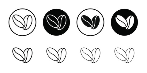 Coffee beans icon Vector flat thin line illustration