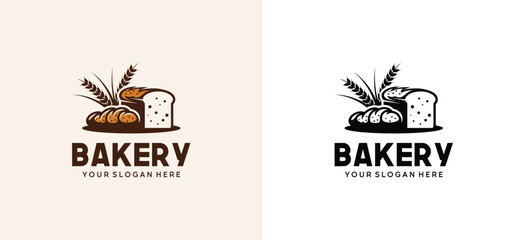 Fresh bread logo design vector illustration with wheat symbol