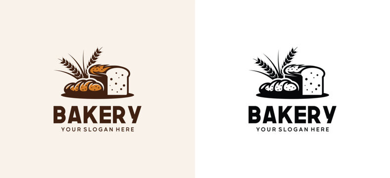 Fresh bread logo design vector illustration with wheat symbol
