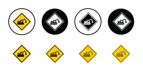 Excavator Icon Vector flat thin line illustration