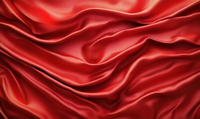 Fototapeta premium Elegant red silk fabric with intricate folds, creating a luxurious texture for design use