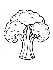 Fresh Broccoli Vegetable Outline Drawing Healthy Food Illustration Line Art Graphic
