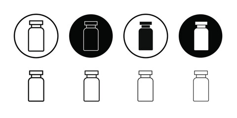 injection vial icon Vector flat thin line illustration
