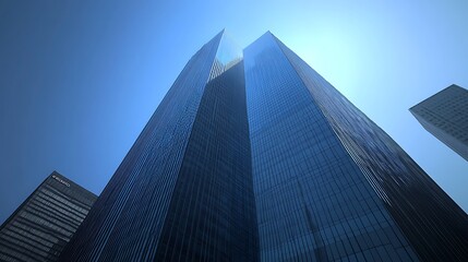 Obraz premium Tall glass skyscrapers against clear sky images