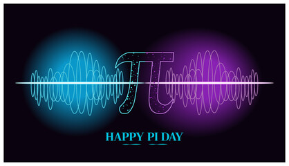 Obraz premium Happy Pi Day Soundwave and Pi