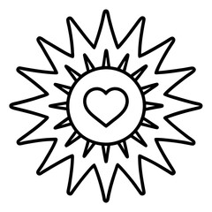 Sunburst with Heart-Centered Line Art