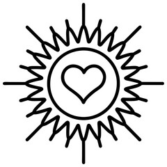 Sunburst with Heart-Centered Line Art