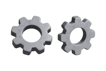 3D Gear Icons in transparent background. Metallic style 3D Gear Icons.
