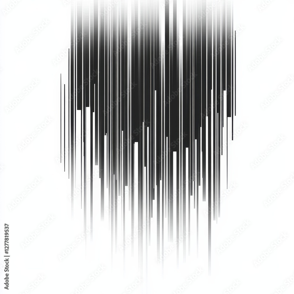 Aufkleber Abstract Black and White Lines: A Study in Verticality and Gradient Effects, an artistic composition.