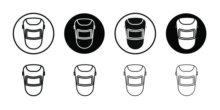 welding shield cover icon Vector flat thin line illustration
