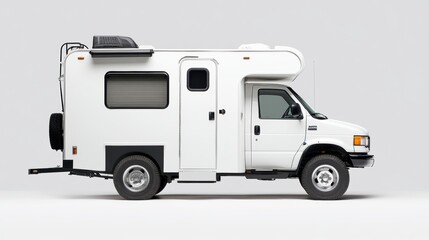 Fototapeta premium camping truck Over white Studio Background.