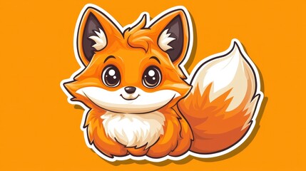 Cute cartoon fox with big eyes and a fluffy tail