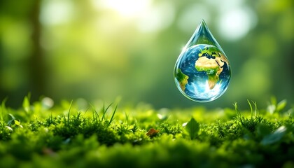 A water droplet holding Earth, showcasing eco-friendly practices and the importance of nature on Earth Day