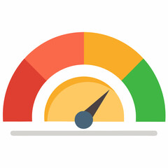 Financial risk meter displaying low medium and high risk values