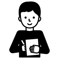 노트에 글씨 쓰는 남자 아이콘