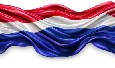 Fototapeta premium Waving Dutch Flag with Vibrant Colors and Smooth Texture Against a White Background
