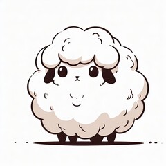 Obraz premium Fluffy cartoon sheep illustration perfect for children's themes, farm products, and whimsical designs. Ideal for print and digital projects, bringing joy and charm to any endeavor.