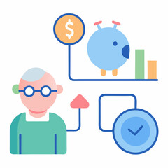Fototapeta premium Retirement plan concept featuring piggy bank and clear aging chart