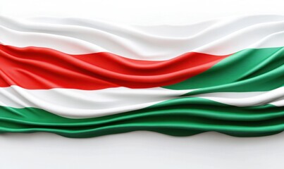 Fototapeta premium Waving fabric of the Hungarian flag, showcasing vibrant colors and textures in a soft light