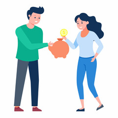 Young couple planning and saving money for long term security