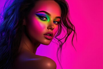 Fototapeta premium Vibrant makeup artistry. AI.