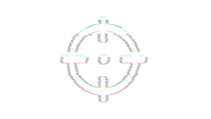 Icon crosshairs is distorted. Glitch. Noise, chromatic aberration, geometric distortion
