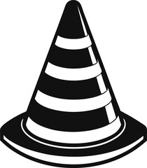 Traffic cone vector sign in black and white
