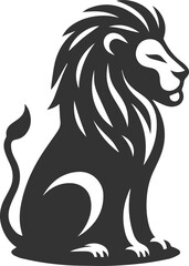 lion sitting with a peaceful and wise aura