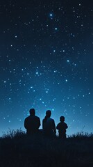 Cherishing Everyday with Kids, Family Stargazing Under a Clear Night Sky Filled with Stars