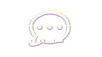 Icon comment dots is distorted. Glitch. Noise, chromatic aberration, geometric distortion