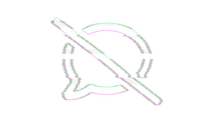 Icon comment slash is distorted. Glitch. Noise, chromatic aberration, geometric distortion