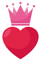 Crown with love flat icon isolated on white background. © Inamiku