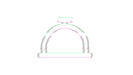 Icon concierge bell is distorted. Glitch. Noise, chromatic aberration, geometric distortion