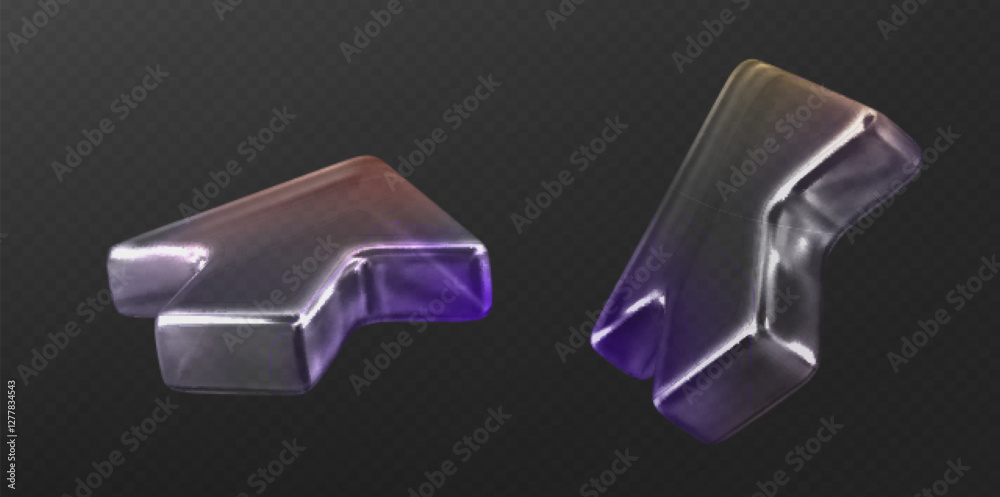 Poster glass 3d cursors with purple gradient glow - polished arrow shapes on dark background. modern web in