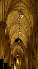 Fototapeta premium The church view with the lights on at night 