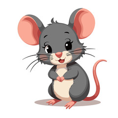 Adorable cartoon mouse standing upright drawn in a flat vector style ideal for children's illustrations and educational resources