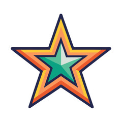 Obraz premium Colorful Star Icon with Geometric Design, A vibrant, stylized star icon featuring bold colors and a geometric design, ideal for graphic design or decoration. 