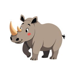 Fototapeta premium Adorable rhino cartoon character with a sweet smile and rosy cheeks A friendly face for children's illustrations and educational materials