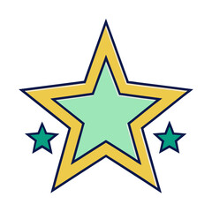 Colorful star graphic design with accents, A vibrant, stylized star design with a light green center and colorful outlines, ideal for modern graphics and illustrations.
