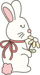 A sweet bunny holding a flower, adding a fresh spring vibe.
