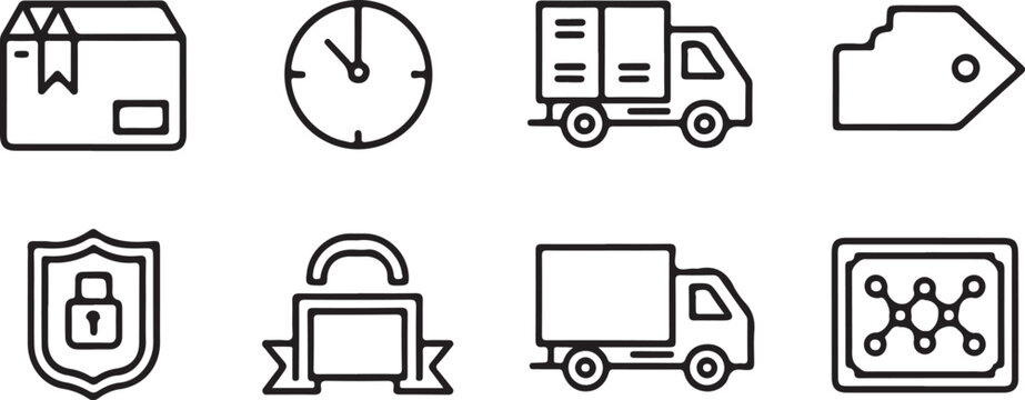 Shipment, Delivery, and Security Icons Vector Design for Logistics and Package Services
