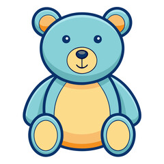 Cute Blue Cartoon Bear with Yellow Belly, A cheerful blue cartoon bear with a yellow belly, designed for playful and child-friendly illustrations or themes.
