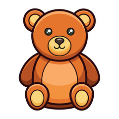 Charming Orange Cartoon Bear with Bright Eyes, An adorable orange cartoon bear with bright eyes and a sweet smile, perfect for children's illustrations or playful designs.
