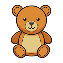 Cute Orange Cartoon Bear with Smile, A cheerful orange cartoon bear with a bright smile, perfect for children's illustrations and friendly designs.
