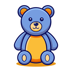 Friendly Blue and Yellow Cartoon Bear, A charming blue and yellow cartoon bear with a gentle expression, ideal for children's projects or playful designs.
