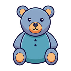 Cute Blue Cartoon Bear Illustration, A friendly blue cartoon bear with a soft, colorful design, perfect for children's themes or playful content.
