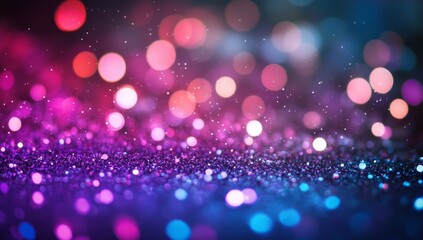 Festive purple glitter bokeh background